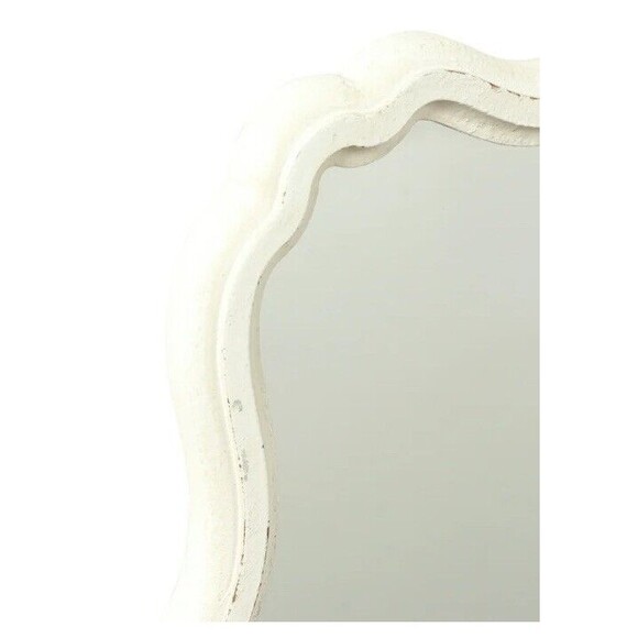 Rustic White Scalloped Wall Mirror 12" X 15", Mirror Wall Decor, Decorative Wall - Picture 6 of 9